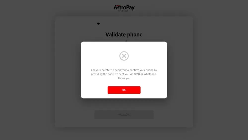 AstroPay authentication
